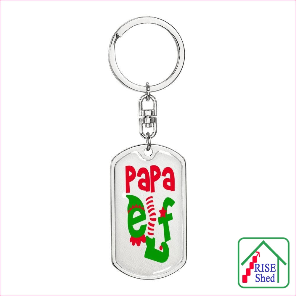 Papa Elf Christmas Keychain Is made from Surgical Stainless Steel and Shatterproof glass dome