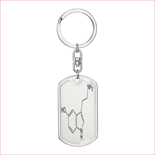 Seratonin DOSe of Happiness Molecule Diagram Stainless Steel Dog Tag Keyring